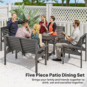 Wooden 6 Seater Garden Dining Set with Armchairs and Table for Patio Dining, Grey