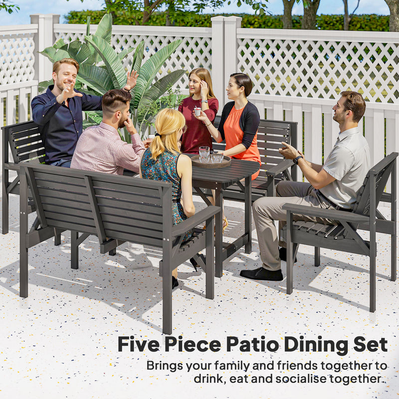 Wooden 6 Seater Garden Dining Set with Armchairs and Table for Patio Dining, Grey
