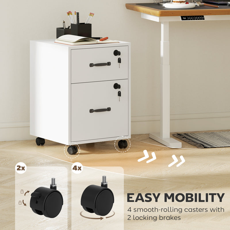 Mobile Office Filing Cabinet With 2 Drawers And Hanging Folder Storage For Home Office