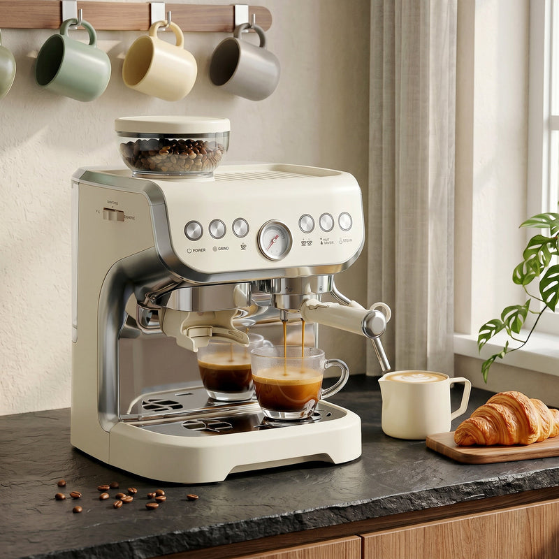 Coffee Machine Cream White - angle view