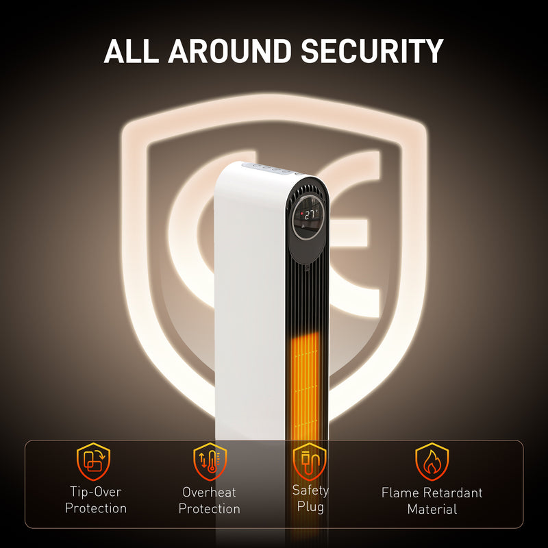 2000W Ceramic Electric Fan Heater With Timer, Remote Control and Oscillation for Home Use White