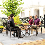 Set of 4 Black Metal Garden Chairs with Stackable Design for Outdoor Dining