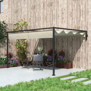 Wall Mounted 3x4m Steel Pergola with Retractable Canopy for Garden and Patio by Outsunny