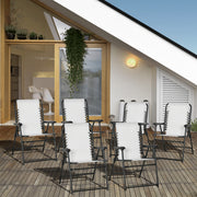 Set of 6 Folding Garden Chairs with Armrests and Mesh Seat Ideal for Camping Cream White AOSOM