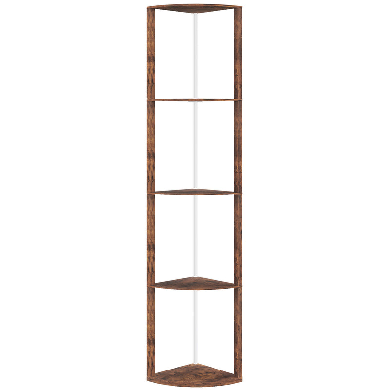 RGB LED Floor Lamp with Remote Control and Shelves for Living Room or Bedroom Rustic Brown