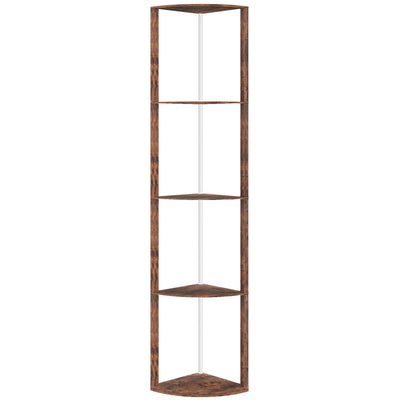 RGB LED Floor Lamp with Remote Control and Shelves for Living Room or Bedroom Rustic Brown