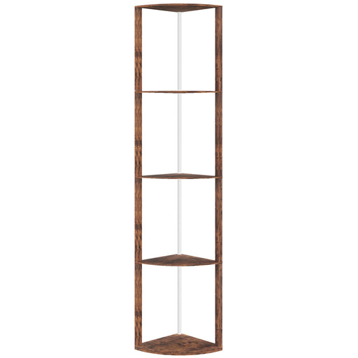 RGB LED Floor Lamp with Remote Control and Shelves for Living Room or Bedroom Rustic Brown