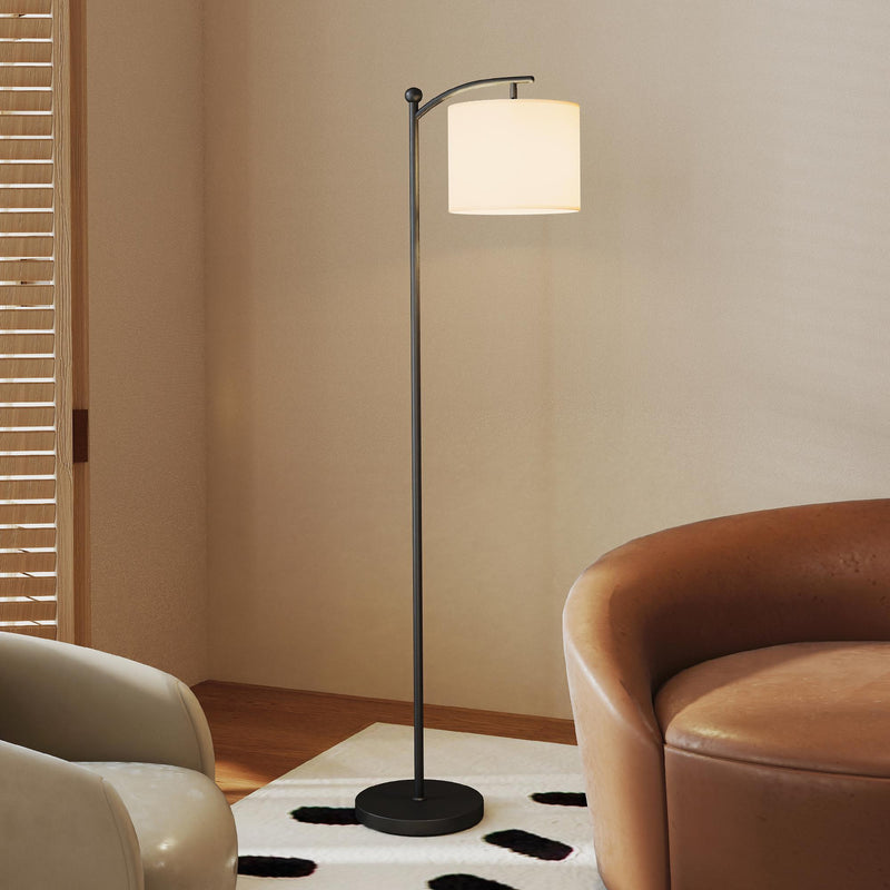 Black LED Floor Lamp With Stepless Dimming Magnetic Remote And Timer For Reading Rooms AOSOM