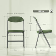 Set of Four Folding Seat Chairs with Soft Corduroy Upholstery for Dining or Guests Green