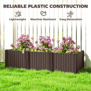 Plastic Raised Garden Bed Modular Planter Box Kit for Flowers Vegetables Herbs Brown by Outsunny