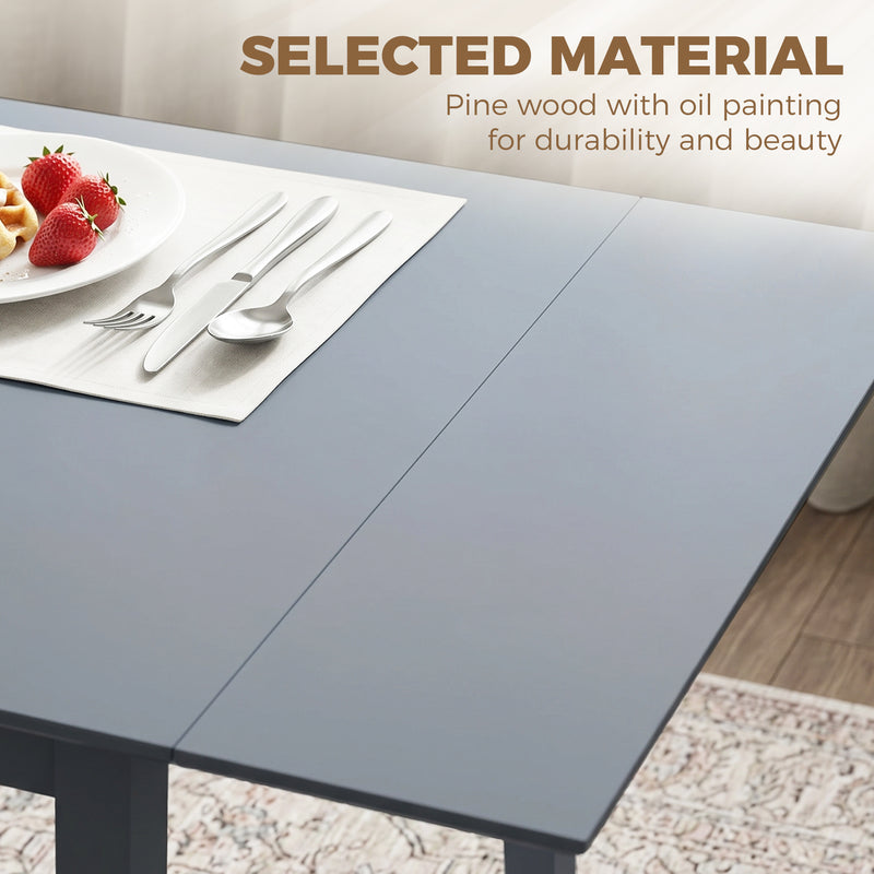 Folding Drop Leaf Dining Table for Small Kitchens Seats 4 Space Saving Pine Wood Grey