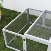 Grey 6ft Wooden Rabbit Hutch with Wire Mesh Openable Roof and Outdoor Play Space by PawHut