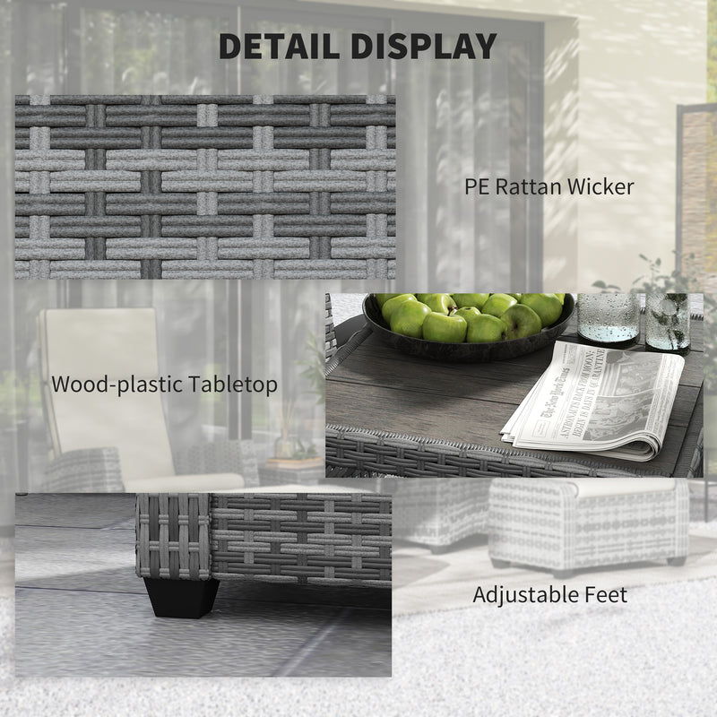 Grey 5 Piece Rattan Garden Lounger Set With Cushions by Outsunny