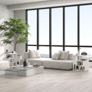 Set of 2 Three Tier Side Tables with Open Storage Shelves for Living Room or Bedroom, White