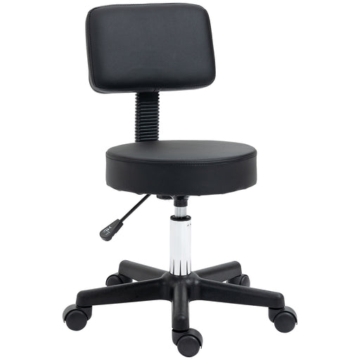 Adjustable Swivel Salon Chair with Padded Seat and Wheels for Hairdressers and Spas, Black