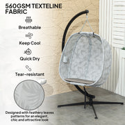 Hanging Egg Chair with Stand and Cushion for Garden Patio Balcony Sand Brown by Outsunny