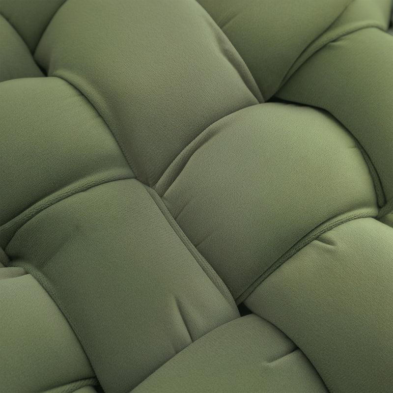 Green Velvet Feel Woven Square Footstool with Gold Legs Bold Design by HOMCOM