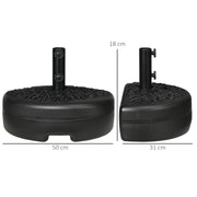 Black Half Parasol Umbrella Base Fillable With Water or Sand by Outsunny