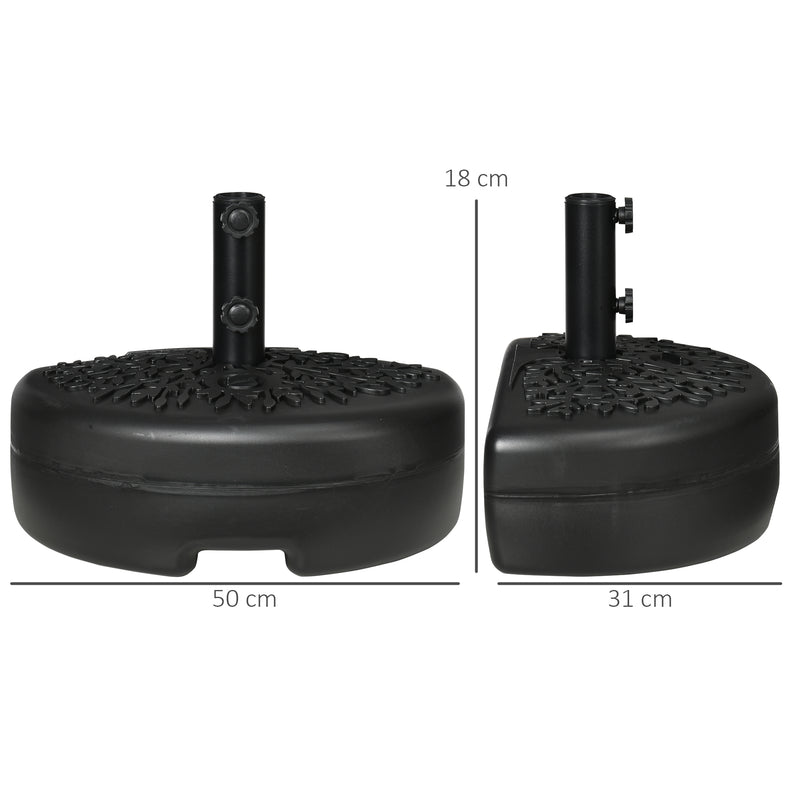 Black Half Parasol Umbrella Base Fillable With Water or Sand by Outsunny