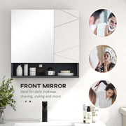 Wall Mounted Bathroom Mirror Cabinet With Adjustable Storage Shelves, Light Grey