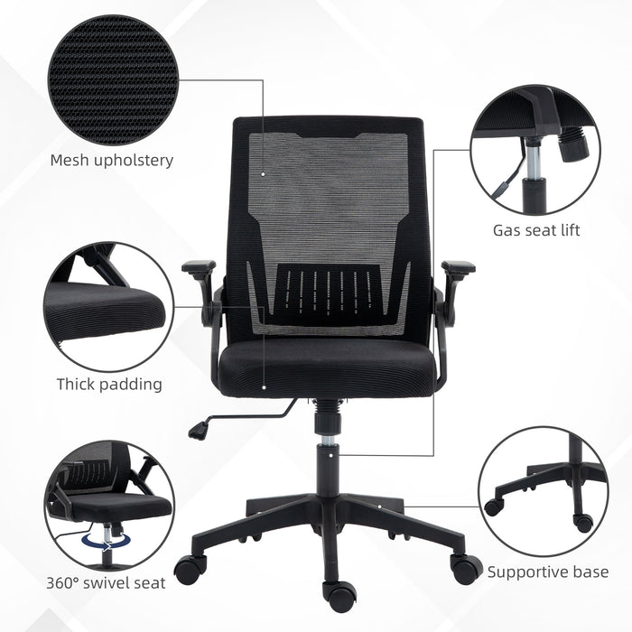 Black Swivel Office Chair With Lumbar Support Ergonomic Design by Vinsetto