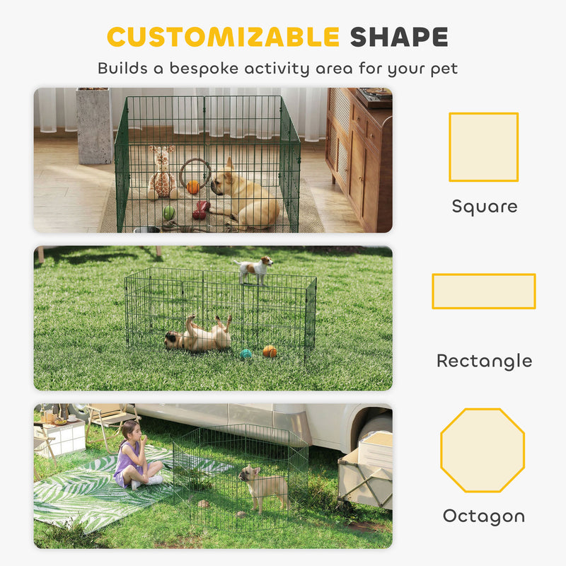Dog Playpen for Small Dogs Indoor Outdoor Safe Flexible Pet Enclosure Green AOSOM