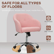 Teddy Fleece Swivel Office Chair With Padded Seat For Home Or Study Desk, Pink