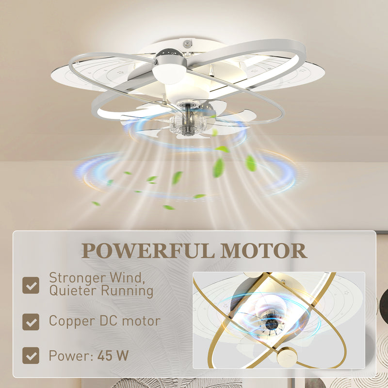 Ceiling Fan with Light and Remote for Year Round Comfort and Starry Sky Effect Silver Tone AOSOM