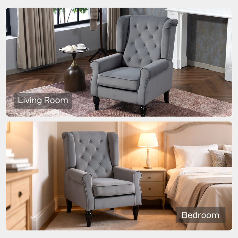 Accent Chair for Comfortable Reading and Relaxing with High Back and Wide Seat Light Grey