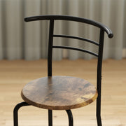 Three Piece Dining Table Set with Stools Space Saving Kitchen Furniture Rustic Brown