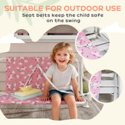 2 Seater Kids Garden Swing Bench With Adjustable Canopy And Seat Belts, Pink Aiyaplay