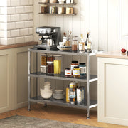3 Tier Kitchen Bakers Rack With Adjustable Shelves For Small Spaces Storage Silver Tone