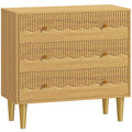 Chest of Drawers with Three Large Storage Drawers and Easy Clean Surface Oak Grain AOSOM