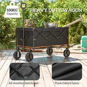 160L Folding Festival Trolley Cart with Tailgate and Carry Bag Black and Orange by Outsunny