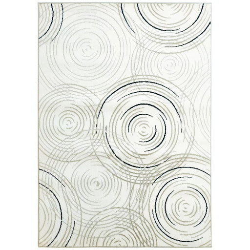 Machine Washable Swirl Pattern Area Rug for Living Room or Bedroom 230 x 160 cm, Cream White
