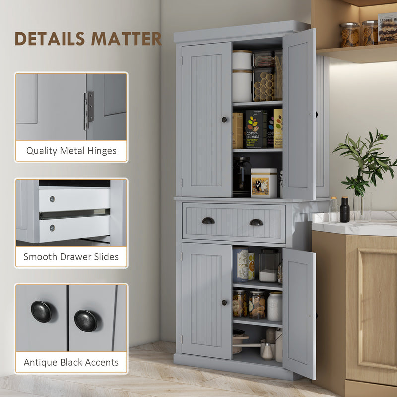 Tall Kitchen Storage Cabinet With Adjustable Shelves And Drawers