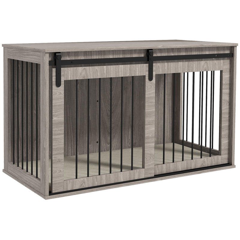 Extra Large Dog Crate Furniture with Removable Cushion Ideal for Indoor Use Walnut Brown