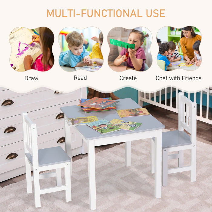 Kids Table & 2 Chairs, Multi-usage, Grey