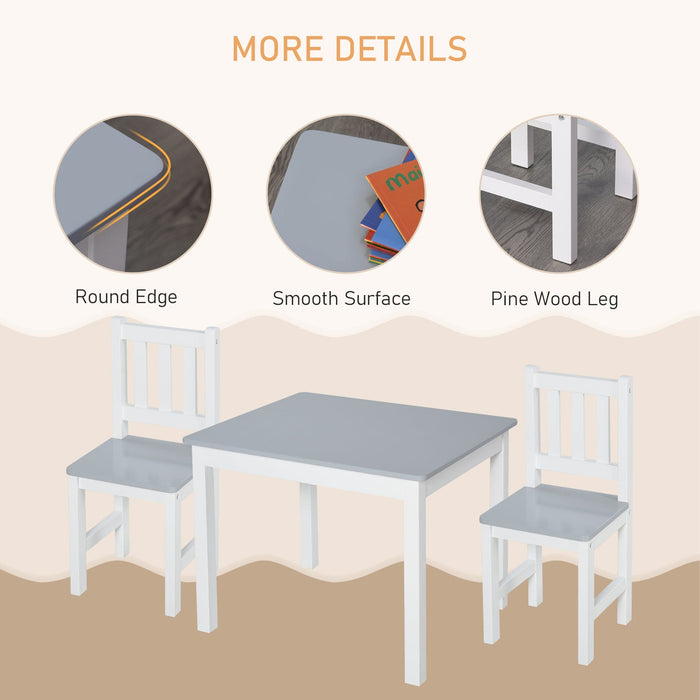 Kids Table & 2 Chairs, Multi-usage, Grey