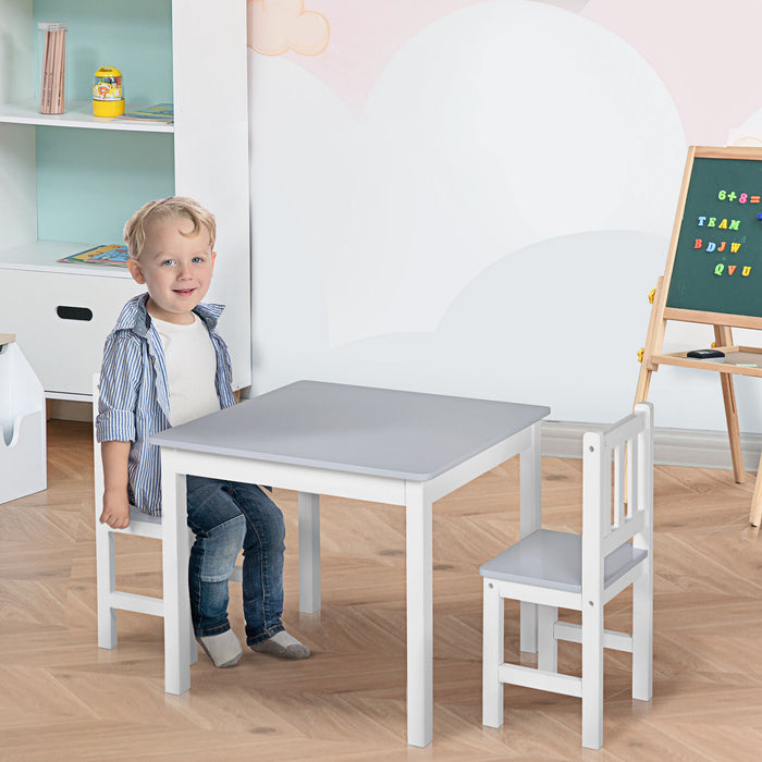 Kids Table & 2 Chairs, Multi-usage, Grey