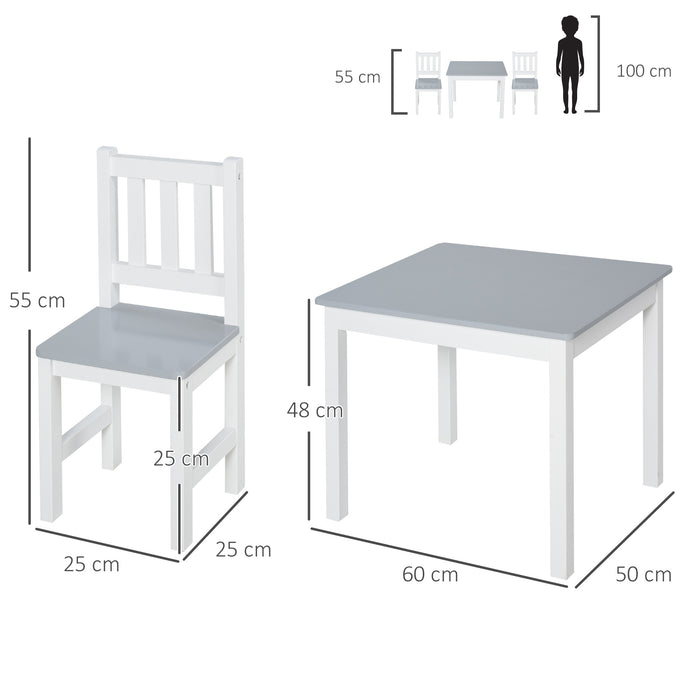 Kids Table & 2 Chairs, Multi-usage, Grey