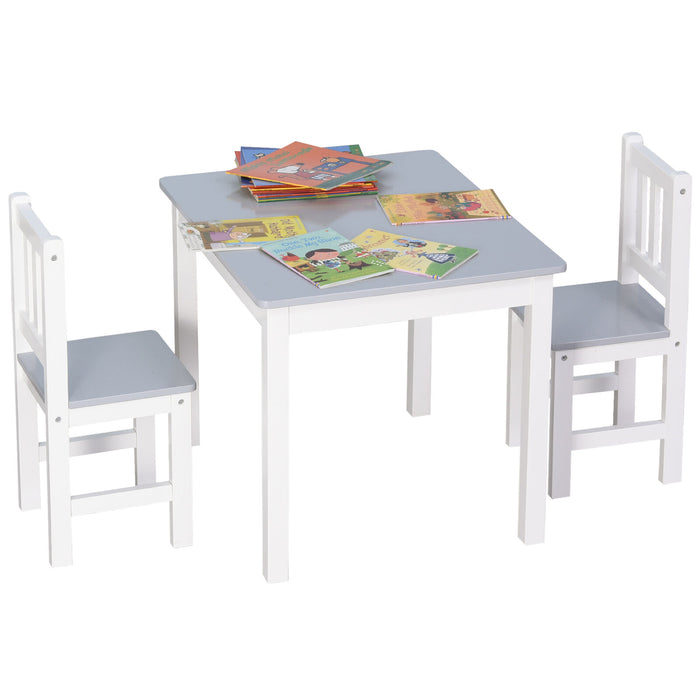 Kids Table & 2 Chairs, Multi-usage, Grey