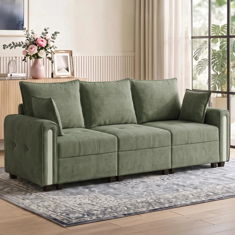 3 Seater Lift-Up Storage Sofa, 228cm Velvet Couch by Homcom