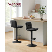 Vasagle Kitchen Counter Stools With Backs - Black PU leather with sturdy base, height adjustable, swivel