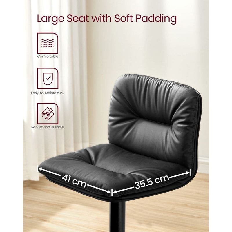 Vasagle Kitchen Counter Stools With Backs - Black PU leather with sturdy base, height adjustable, swivel