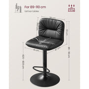 Vasagle Kitchen Counter Stools With Backs - Black PU leather with sturdy base, height adjustable, swivel