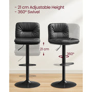 Vasagle Kitchen Counter Stools With Backs - Black PU leather with sturdy base, height adjustable, swivel