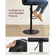 Vasagle Kitchen Counter Stools With Backs - Black PU leather with sturdy base, height adjustable, swivel