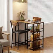 3 Piece Bar Table Set With Stools Space Saving Design For Kitchen Or Dining Area Brown Black