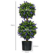 Set of 2 Artificial Lavender Topiary Trees with Pots for Indoor and Outdoor Use, Purple